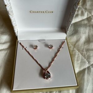 Charter Club Rose Gold Necklace and Earring Set